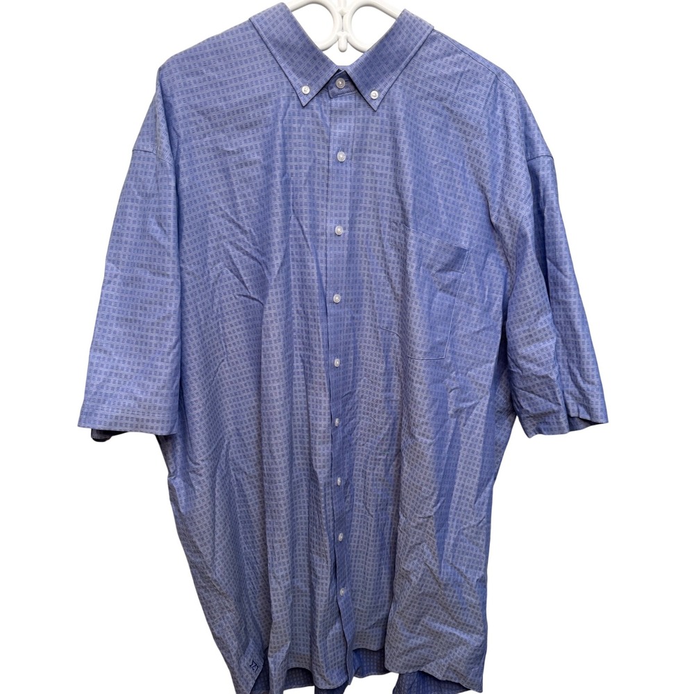 Cutter & Buck Mens 4XT Blue Non-Iron Short Sleeve Button Down Shirt BCW00190